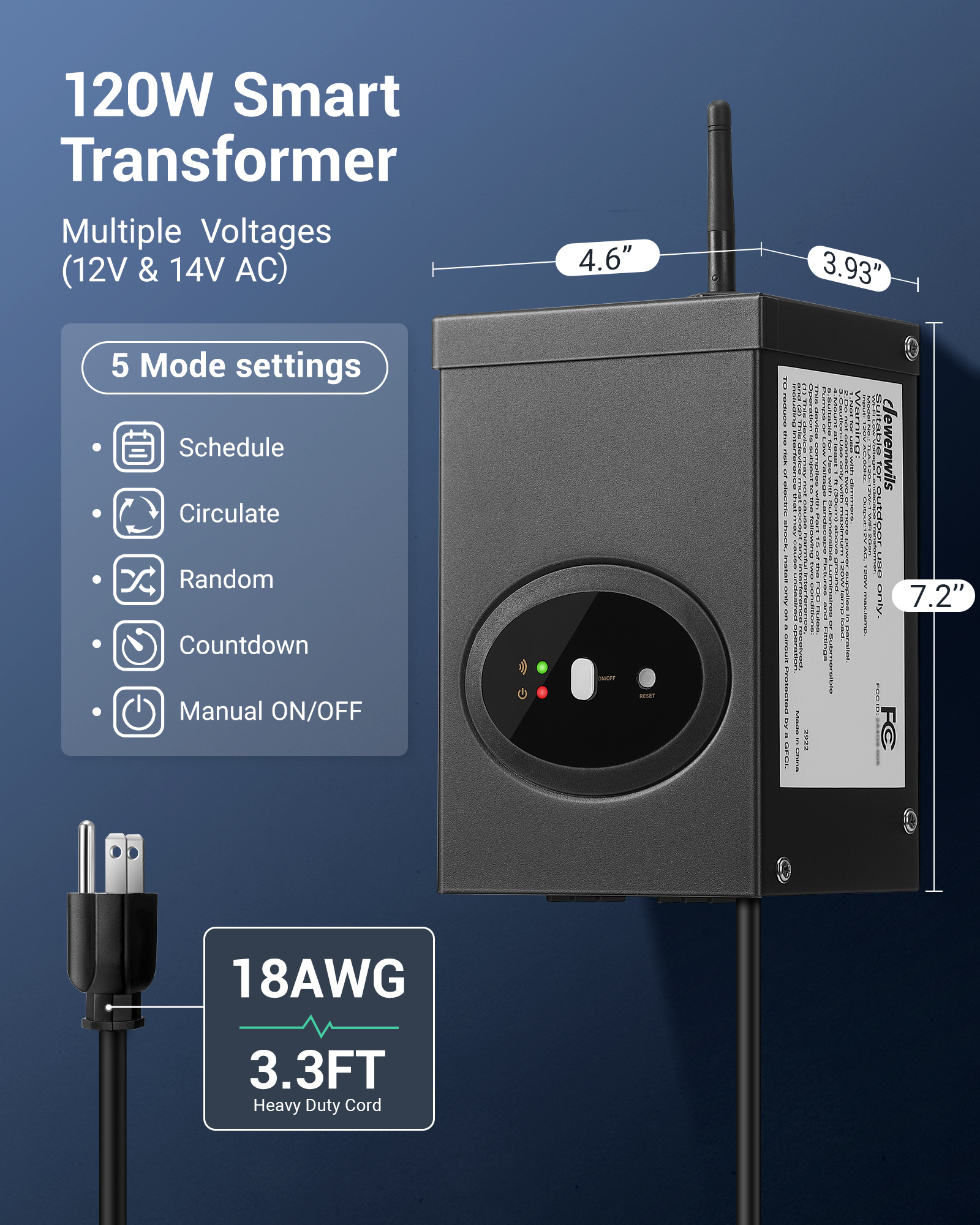 DEWENWILS 300W Smart WiFi Landscape Transformer - Low Voltage 12V/15V Outdoor Lighting Controller With Alexa